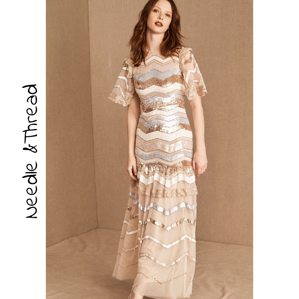 Needle & Thread Bhldn Alaska Sequin- Embellished Tulle Dress Sz0
